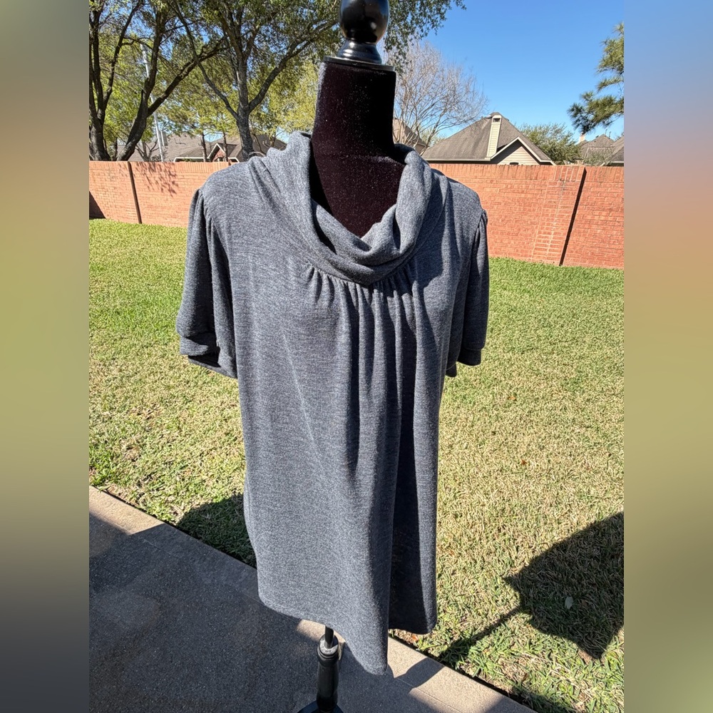 Elegant Gray Cowl Neck Blouse